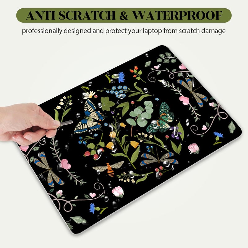 Lauspuck 13" 13.3" 14" 15" 15.4" 15.6 Inches Laptop Skin Sticker Netbook Decal Vinyl Reusable Notebook Art Protector Cover, Personalized Skin, Dragonfly Butterfly Flower - Image 3